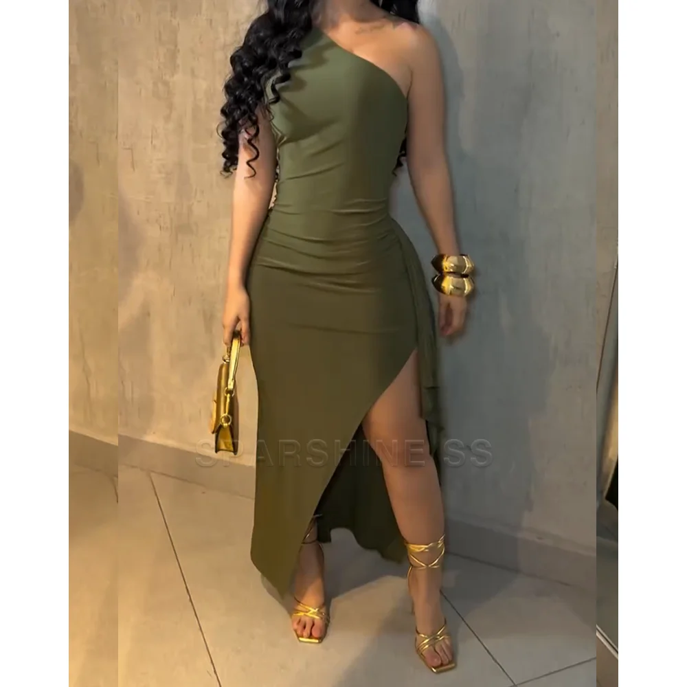 Sexy Backless Bodycon Slim Fit Dress with High Side Slit Clubwear Evening Party Bodycon Midi Dress for Women