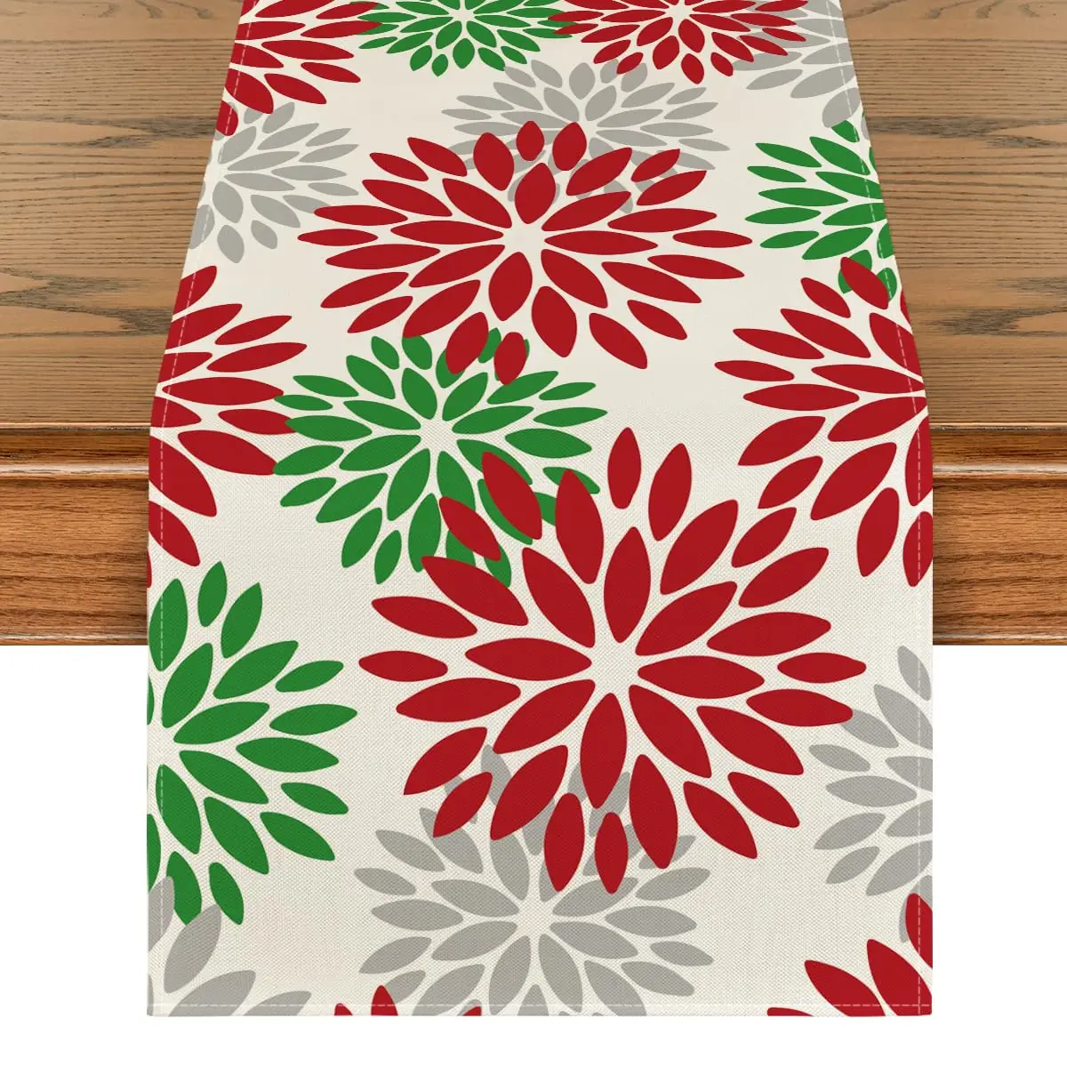 

Dahlia Floral Boho Christmas Table Runner, Seasonal Kitchen Dining Table Decoration for Home Party Decor