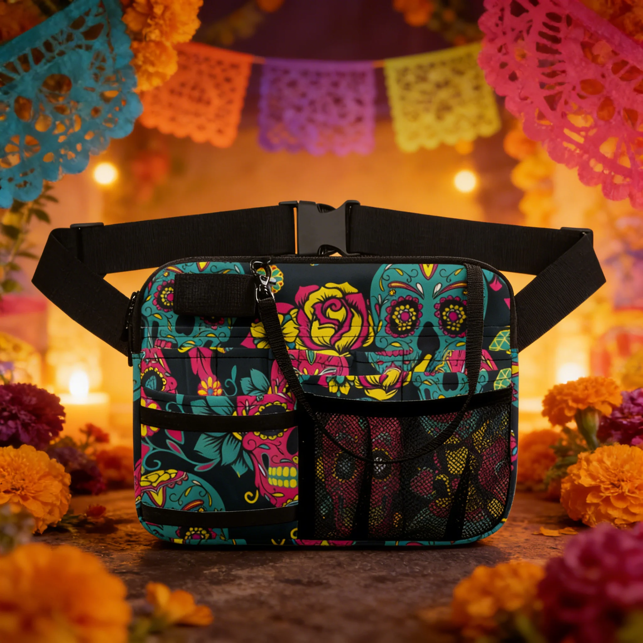 

Cute Nurse Print Waist Bag, Medical Themed Belt Bag, Multi-Compartment Organizer for Nurses