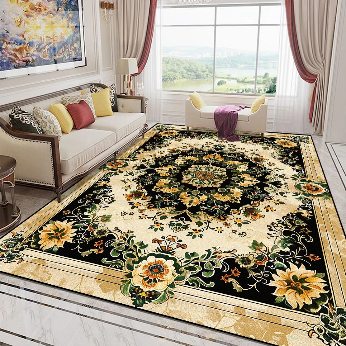 European Gorgeous Carpet Living Room Large Area Decoration Home Sofa Area Rugs for Bedroom Bedside Non-slip Floor Mat Washable