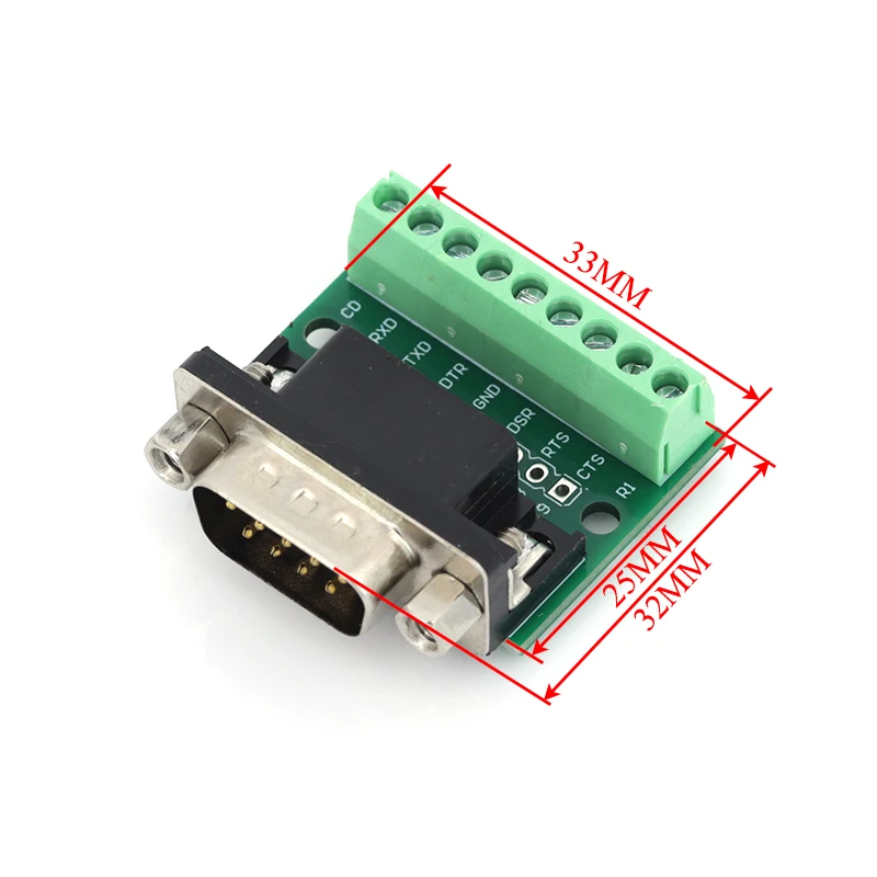 DB9 Male Female Adapter Signals Terminal Module RS232 RS485 Serial To Terminal 9-Pin 9-Hole Connector