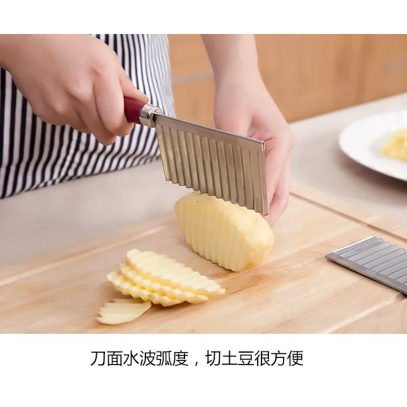 Potato Corrugated Knife Stainless Steel Plastic Handle Potato Chips Multifunctional Vegetable Fruit Cutting Cooking Tool