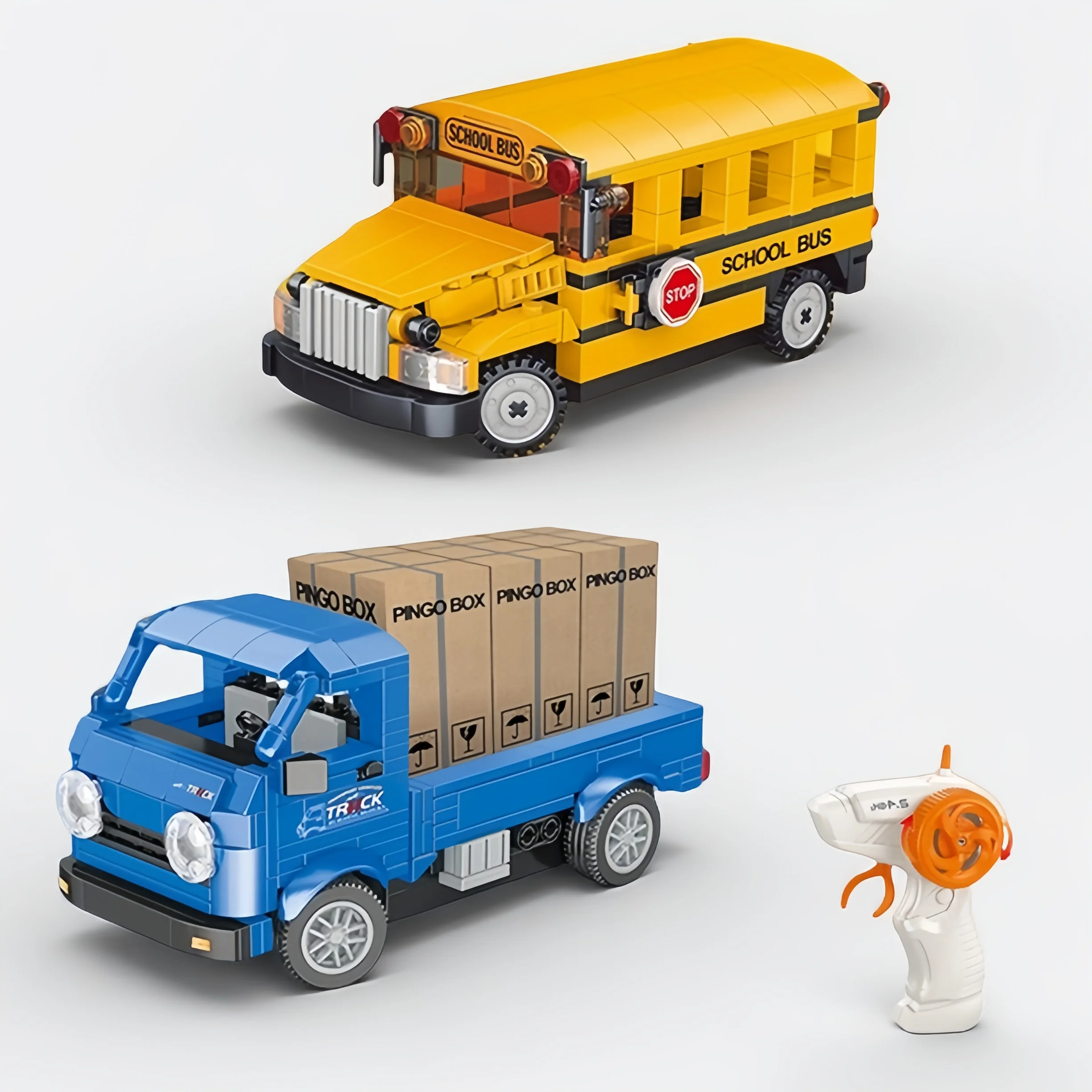 

1: 20 Mini RC Building Blocks School Bus MOC Model RC Tech Truck DIY Building Blocks Assembly Car Toys Boy Birthday Gift