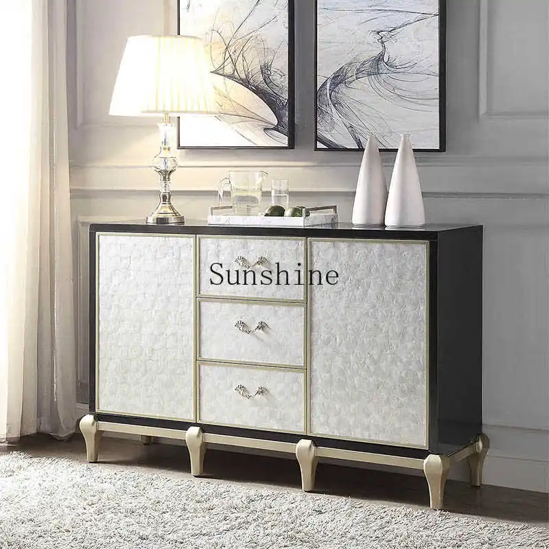 

Modern simple living room dining side cabinet light luxury solid wood locker