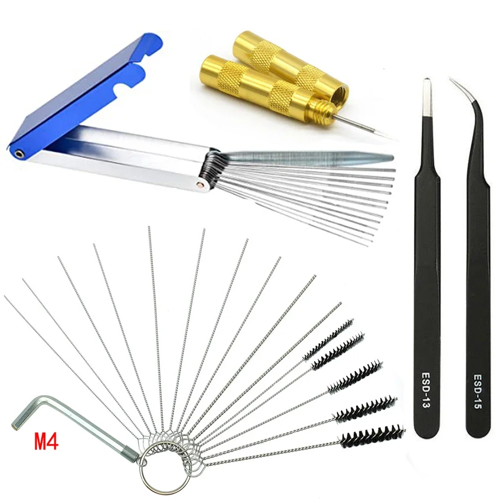 Airbrush Cleaner Set Carburetor Carbon Dirt Jet Remove Cleaning Needles Brushes Cleaning Tools for Automobile Motorcycle Tubing