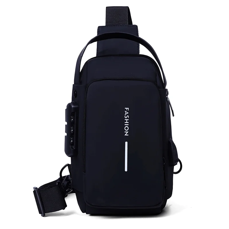 Durable Oxford Fabric Men's Sling Bag - Stylish Motorcycle Crossbody Chest Pack with Phone Pocket, Zip Closure for Daily Commute