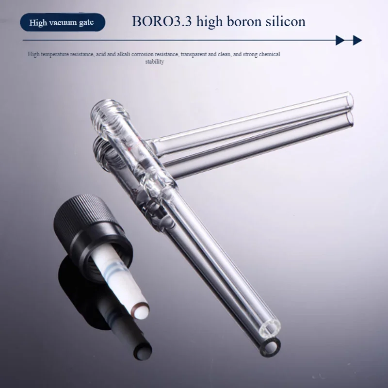 All-inclusive PTFE core 90 degree high vacuum throttle valve high borosilicate glass high temperature resistance