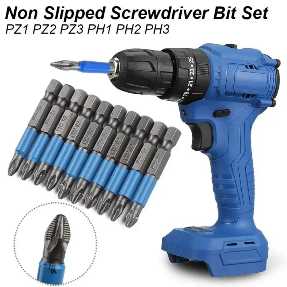 6PCS Anti Skid Electric Screwdriver Tool Set Hexagonal Handle Drill Woodworking Mental Cross Screwdriver PH1 PH2 PH3 PZ1 PZ2 PZ3