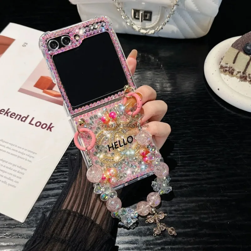 

Luxury Full of diamonds Flash diamond Fold Folding Screen Full Coverage for Samsung ZFlip5 ZFlip4 ZFlip3 Shockproof Phone Case