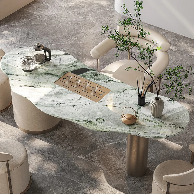 

Light luxury natural stone tea table office marble tea table high-end home modern Italian minimalist tea table