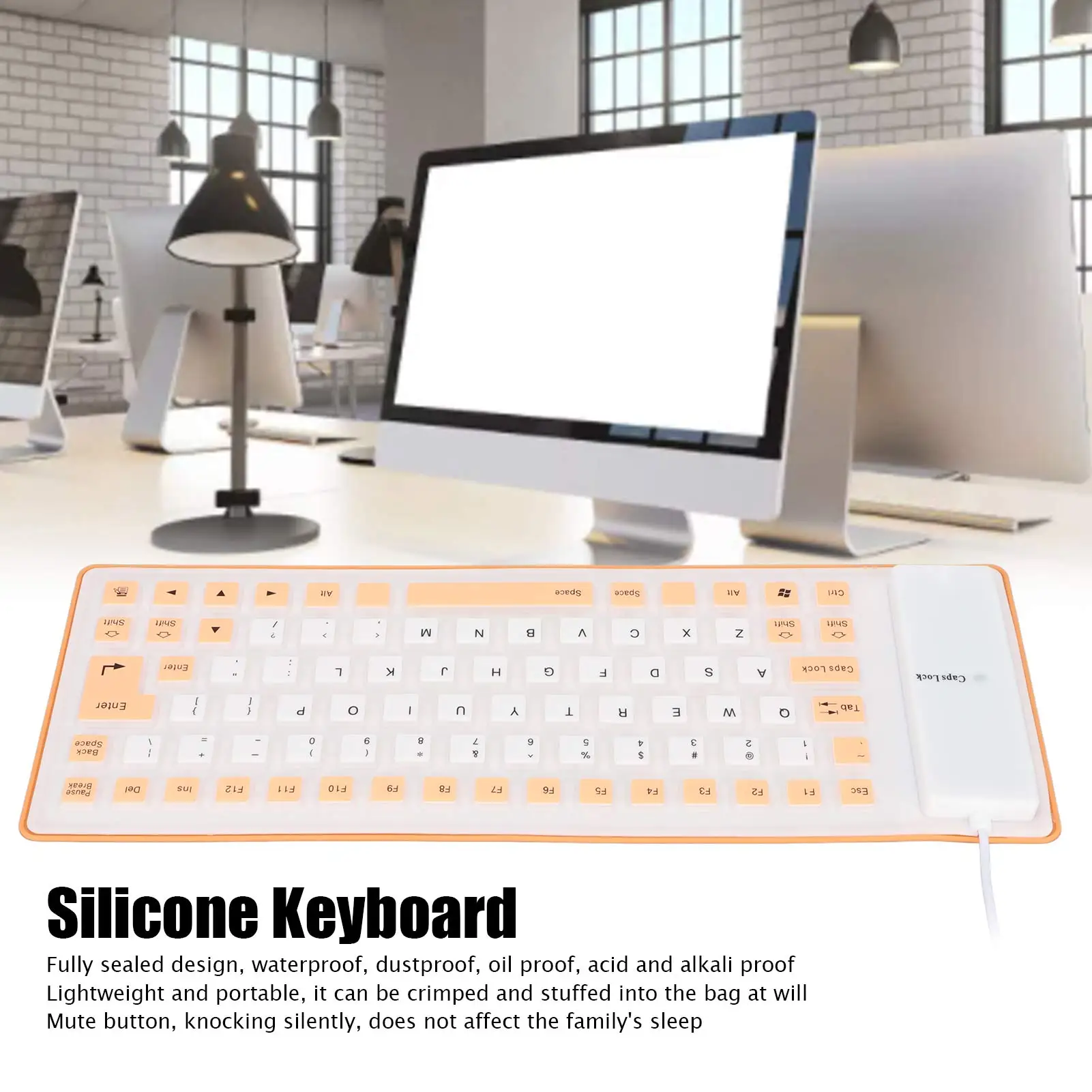 Silicone Keyboard Fully Sealed Design Various Colors 85 Keys Silicone Keyboard Soft Comfortable Mute Button for PC Notebook