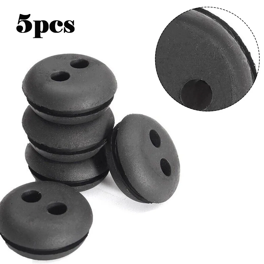 

5pcs 2 Holes Fuel Gas Tank Grommet Replacement For Stihl For Honda Trimmer Lawn Mower Black Rubber Fuel Gas Tank Line Grommet