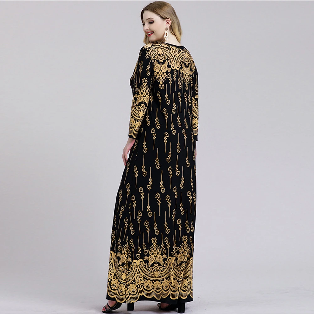 XL To 4XL 5XL 6XL Maxi Dresses For Women 2024 Fall Home Casual Muslim Female Clothes Long Sleeve Dress Elegant Chubby Large Size