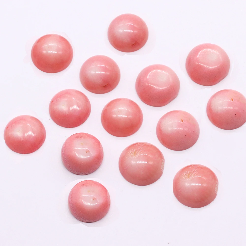 Round Flatback Pink Coral Cabochon Beads CAB Cabochon High-quality Fashion Jewelry DIY Rings Necklace Jewelry Accessories 1pc