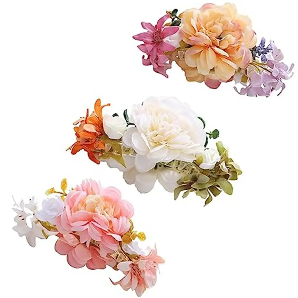 Romantic Flower Hair Clip Cloth Floral Hair Claw Bride Bridesmaid Hairpin Flower Clasp Headwear Women Party Wedding Headpiece