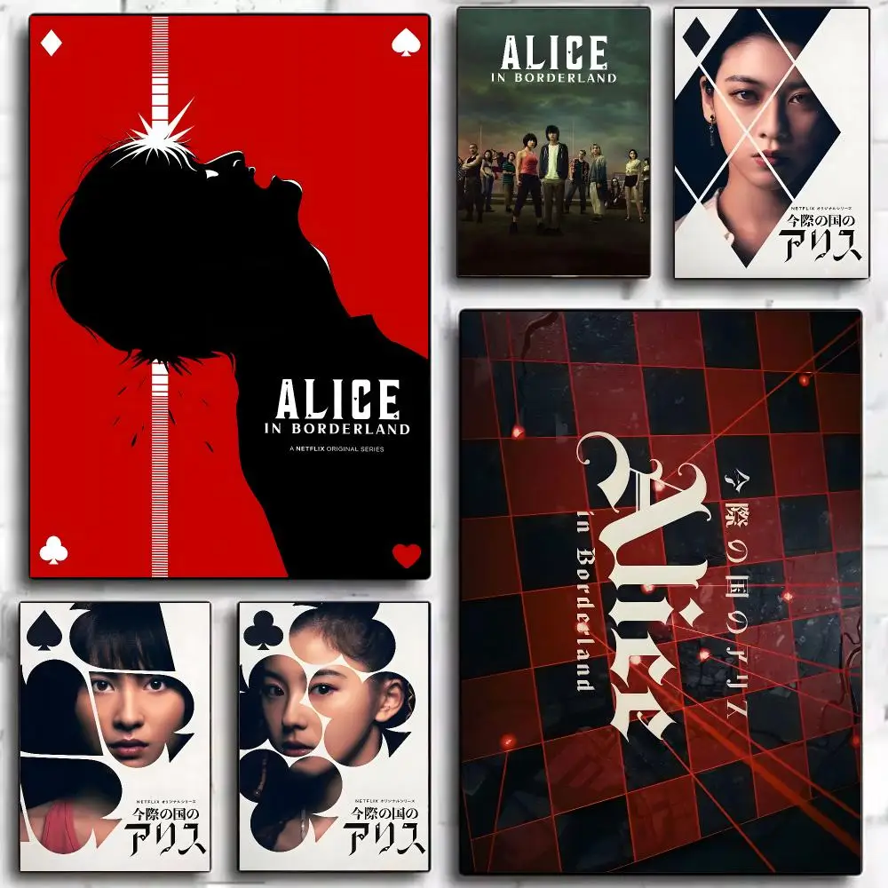 Thriller Series A-alice in Borderland Poster Trendy Aesthetic Self-Adhesive Wall Poster Room Decor for Bedroom & Dorm