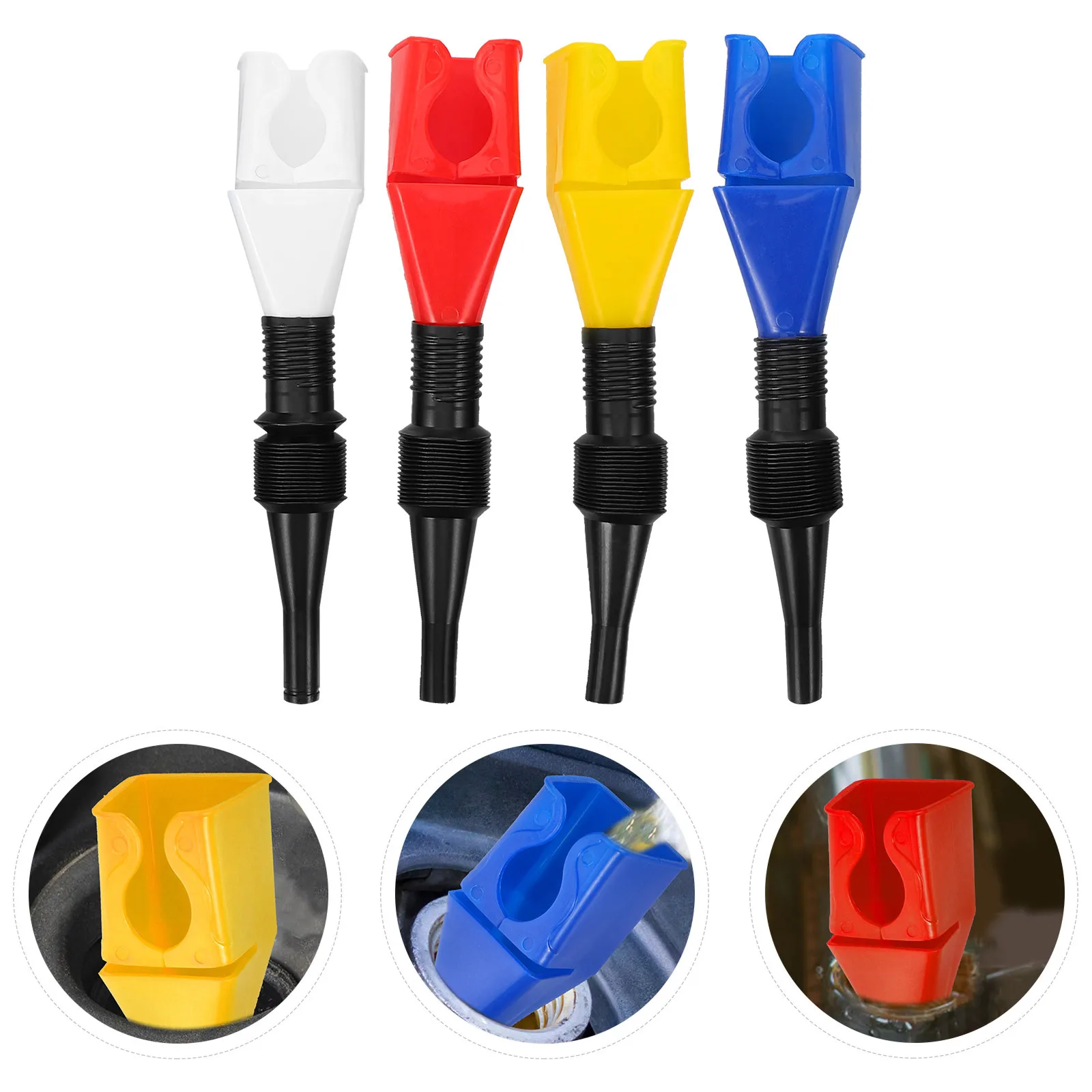 Embudo de aceite de 8 Uds., manguera Flexible de llenado rápido para cambio de aceite de motor de motocicleta y coche, embudos automotrices, embudo de cuello largo de combustible de Gas