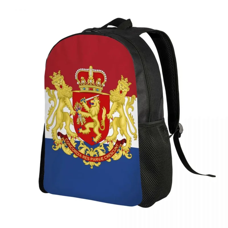 

Personalized Netherlands Coat Of Arms Backpack Men Women Basic Bookbag for College School National flag Bags