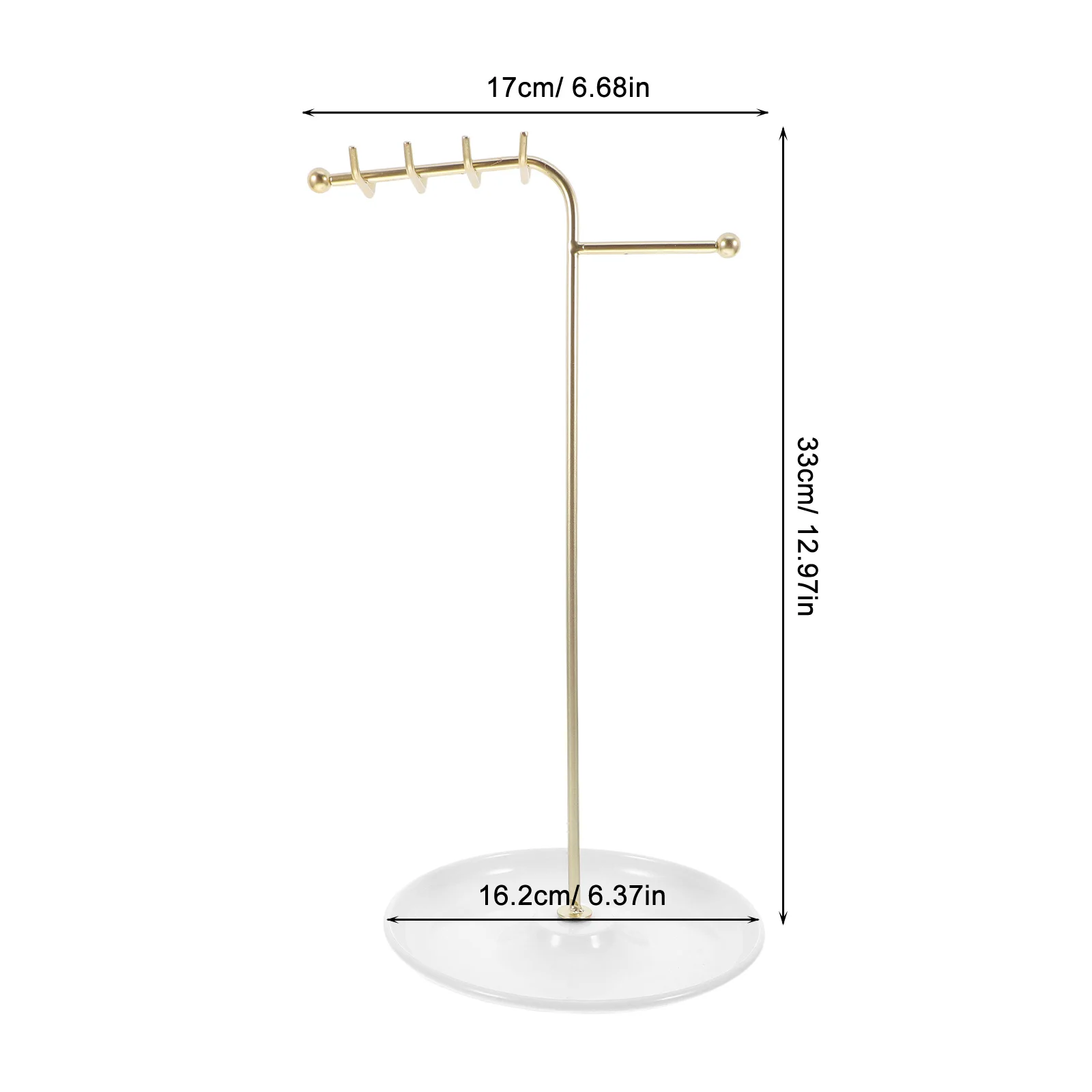 حامل قلادة على شكل حرف T، حامل عرض المجوهرات، صينية معدنية بسيطة، منظم موفر للمساحة للأقراط والإكسسوارات المعدنية للمنزل #3
