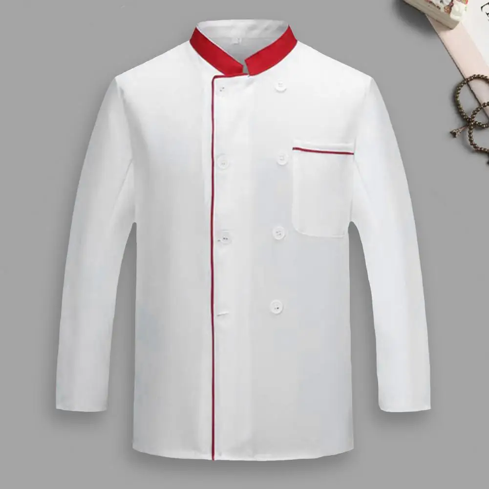 Handsome  Chef Jacket Soft Service Bakery Chef Coat Long Sleeves Catering Uniform for Kitchen