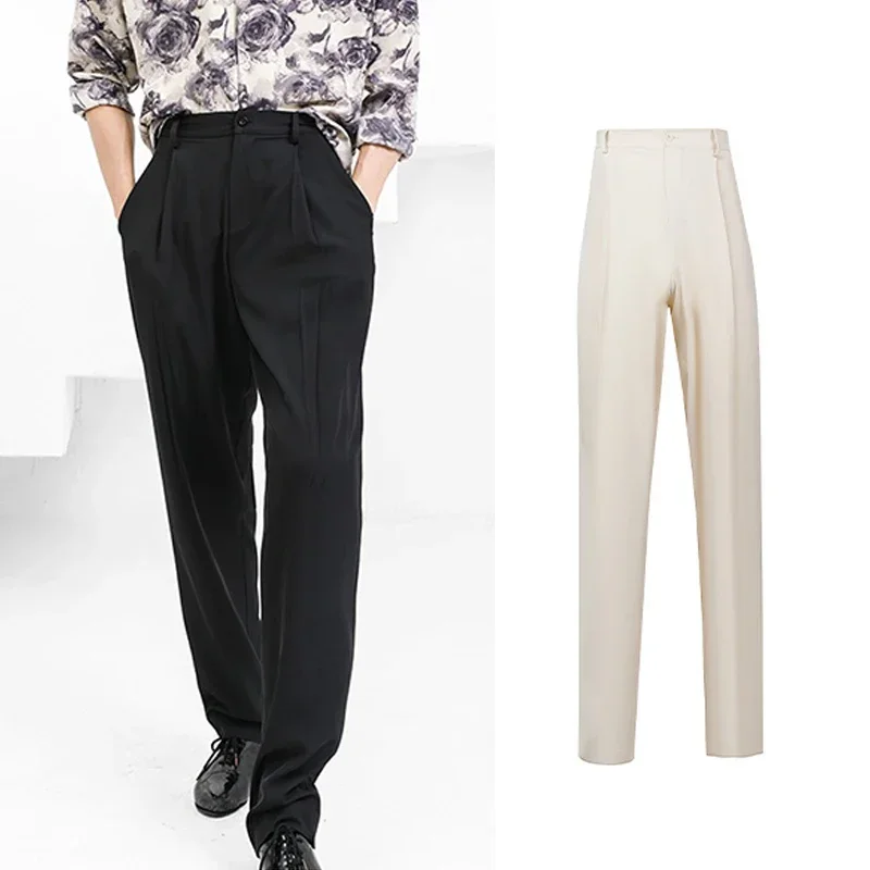 

Latin Dance Pants Men Wide-Leg Loose Practice Dancewear Black White Latin Trousers Male Ballroom Rumba Cha Cha Clothes