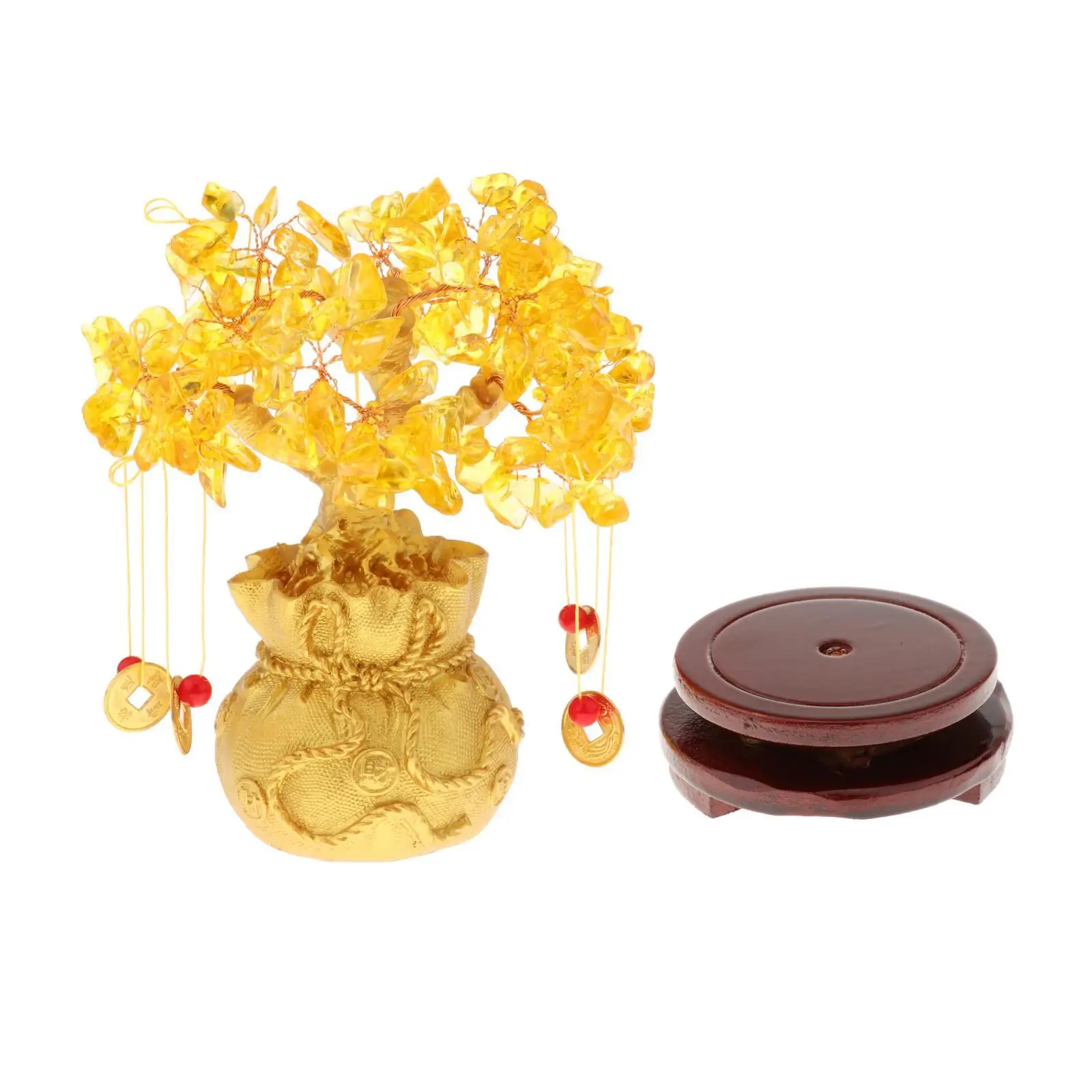 

FengShui 7.5" Gem Lucky Tree Ornaments Natural Lucky Symbol Housewarming Bonsai for Busniess