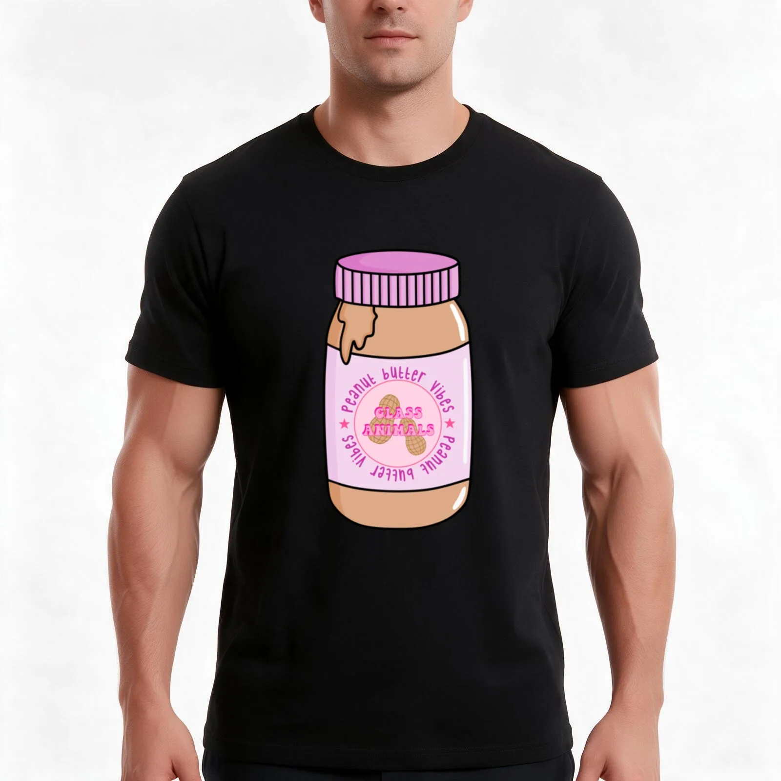 Peanut Butter Vibes Glass Animals T-Shirt Summer Casual Cotton Tee Oversized Streetwear Tops Vintage Graphic Print