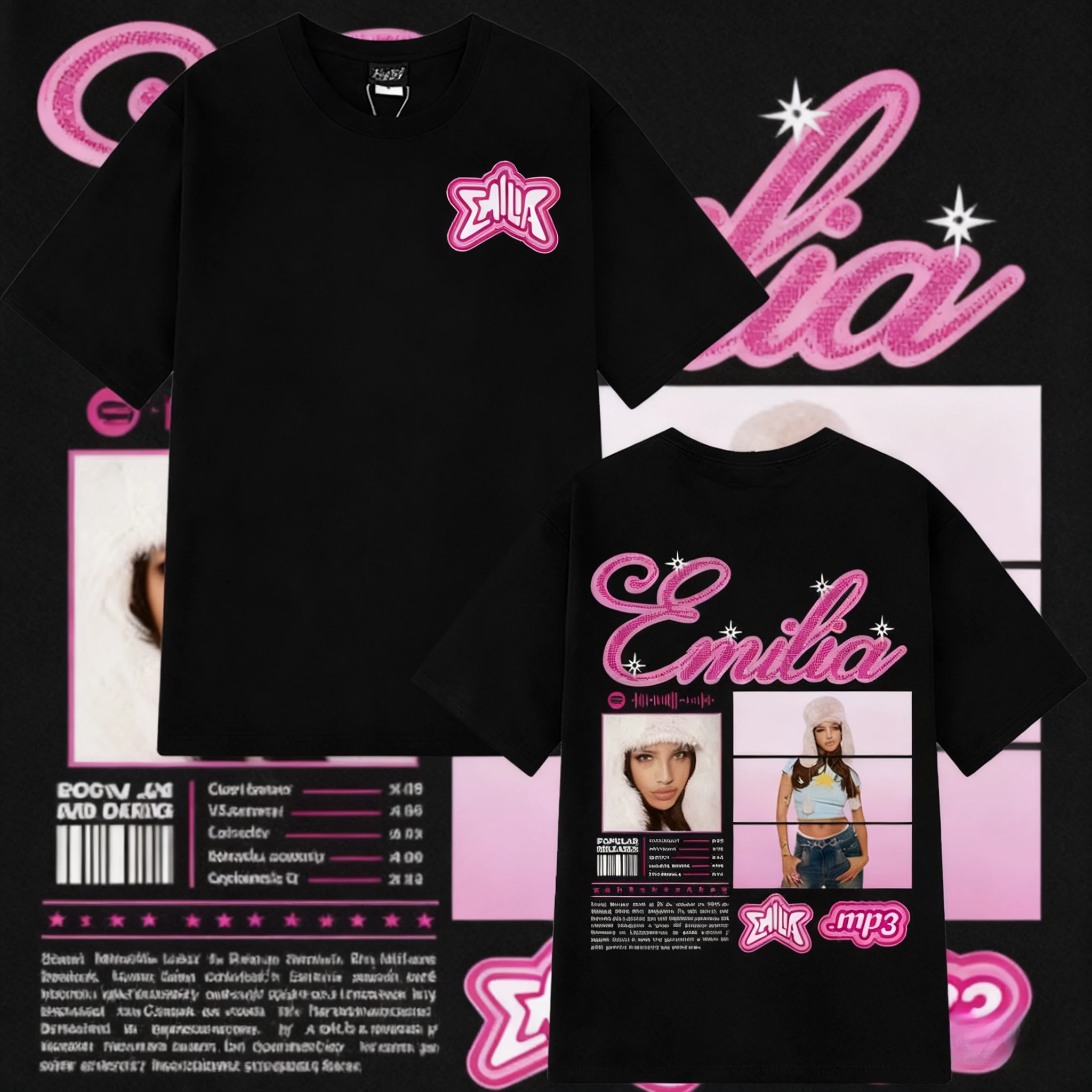 

2025 Summer Graphic Singer Emilia Mernes MP3 Tour Clothing for Men Aesthetic 100% Pure Cotton Breathable Leisure T-shirt Y2k