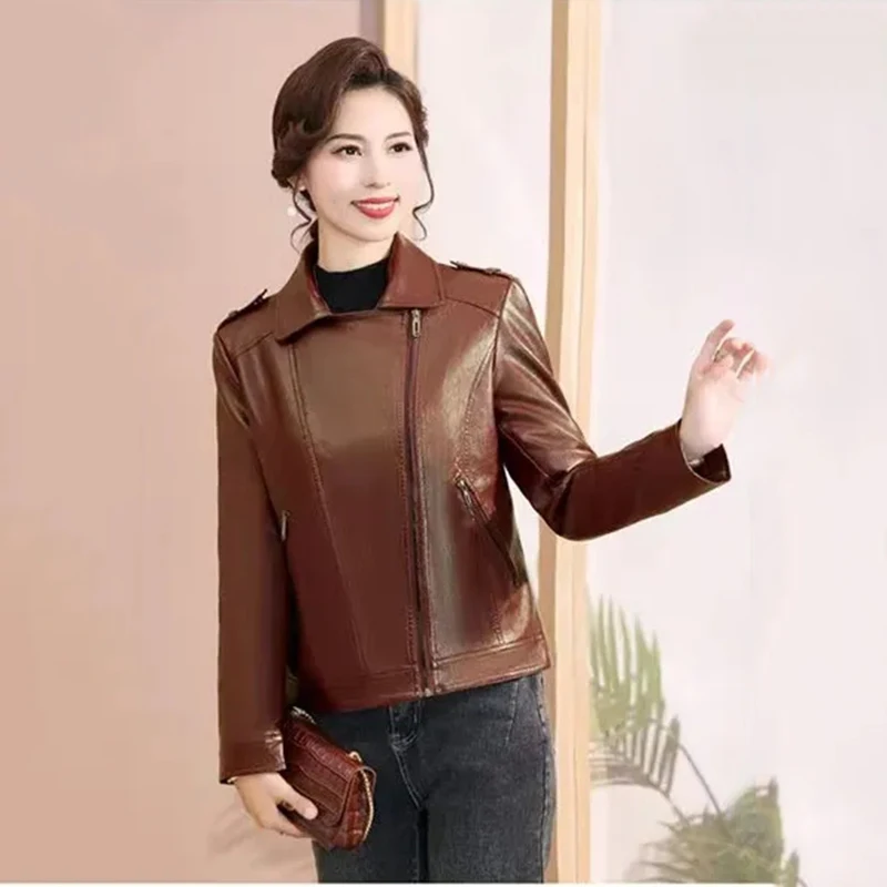 Spring Clothes Women 2023 Fashion Coats Real Leather Jacket Genuine Woman Leather Jacket Long Sleeve Plus Size 5XL New Outerwear