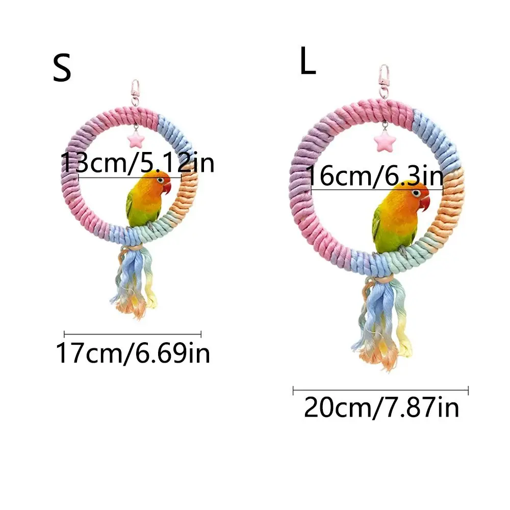 Screw Head Colored Cotton Parrot Pole Sturdy Hanging Clip Parrot Standing Woven Rope Comfortable Rotating Swing Colorful Perch