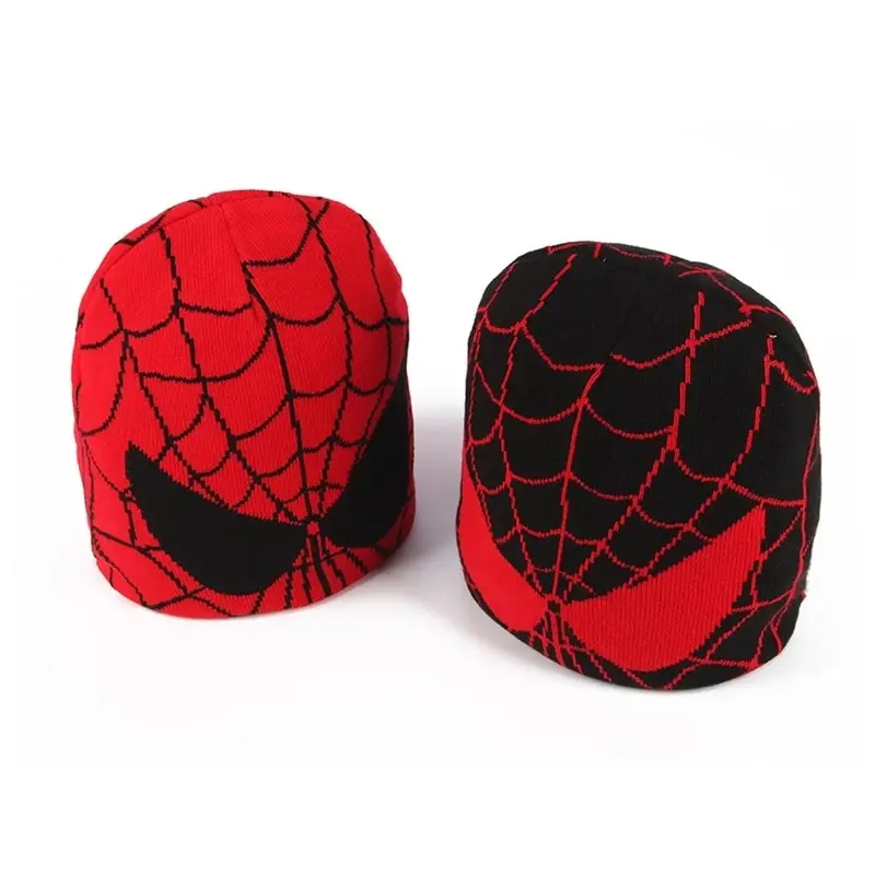 Desenho masculino aranha gorros bordados chapéu, gorro de malha, caveiras macias, gorros bonés, presentes para meninos, outono, inverno, quente, novo