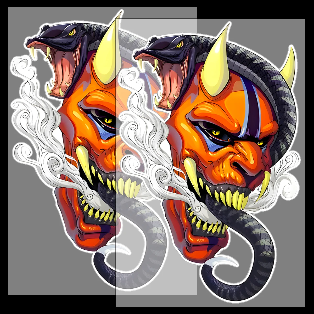 

JDM Hannya Oni-Samurai Reflective Car Stickers Motorcycle Moto Body Helmet Vinyl Decals Accessories For Kawasaki Z900 MT07 MT 09