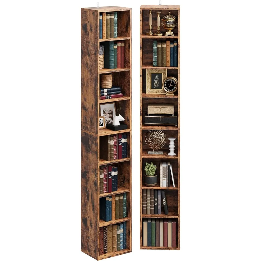 Compact 8-Tier Tall Narrow Bookshelf Set, 71 High, Versatile Corner Bookcase for Living Room, Office, Study, Bedroom Storage Sol