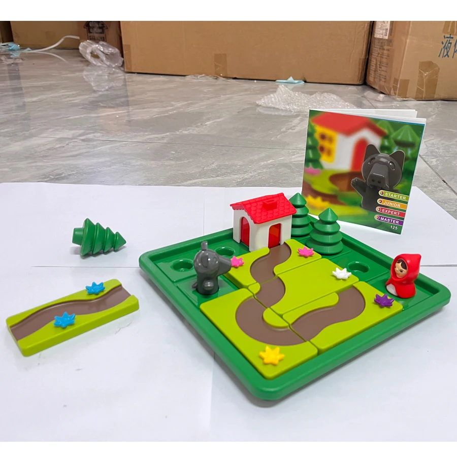 작은 돼지 보드 게임 유아 논리 퍼즐 게임 60가지 도전 문제 교육용 동화 퍼즐 어린이 테이블 게임 장난감