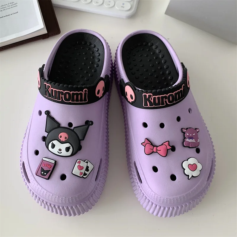 New Hot Selling Models Sanrio Hello Kitty Kuromi Cinnamoroll Melody Cured Fashion Kawaii Q Style Sandy Beach Csrocs Gifts Toys