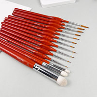 Paint Brush Set Miniature Detail 11pcs for Oil Acrylic Watercolor and Gouache Nylon Hair Paint Brush With Natural Wood Handle