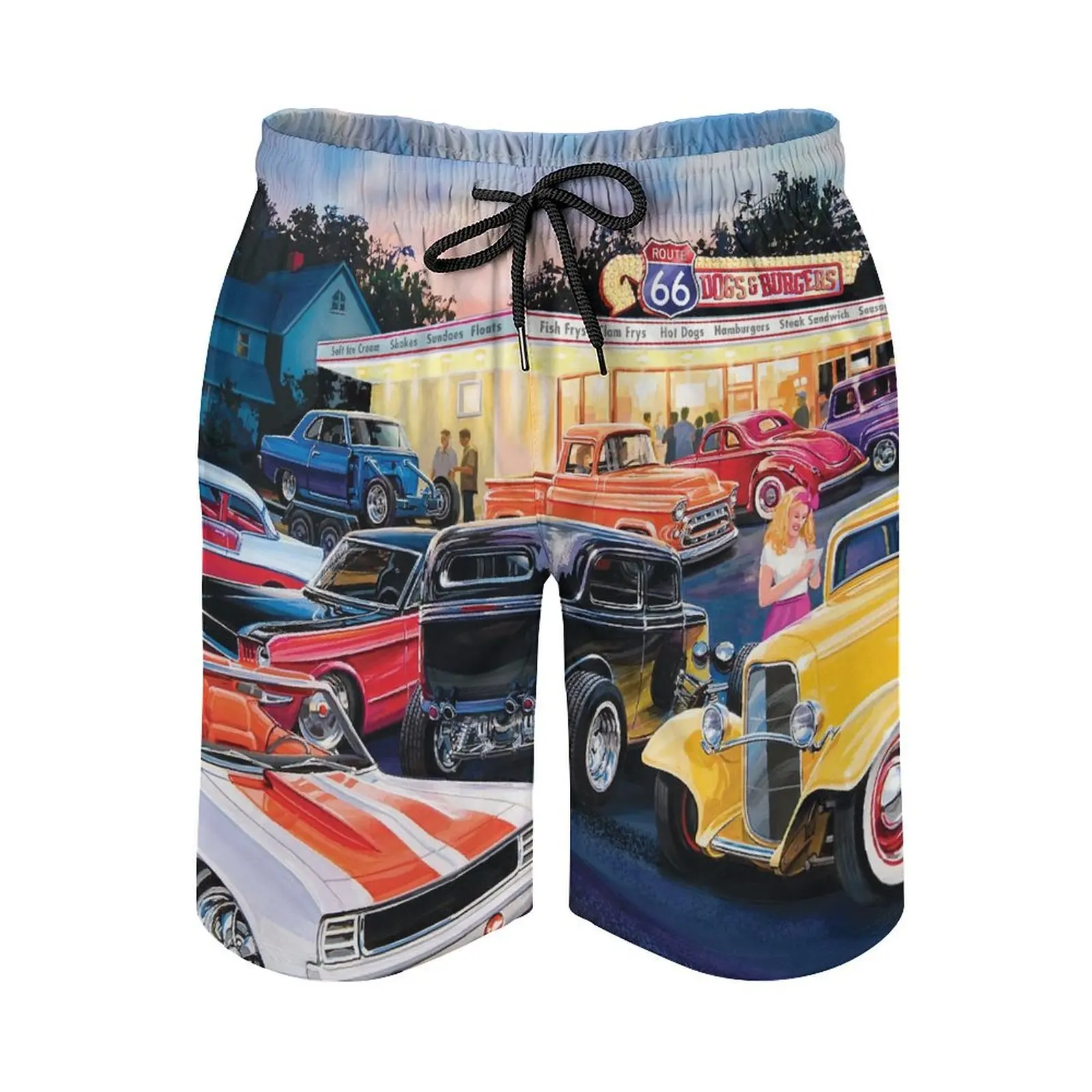 Pantalones de playa para hombre, ropa informal holgada, estilo de pintura al óleo, simulación, Impresión de ilustración Irregular, moda de verano