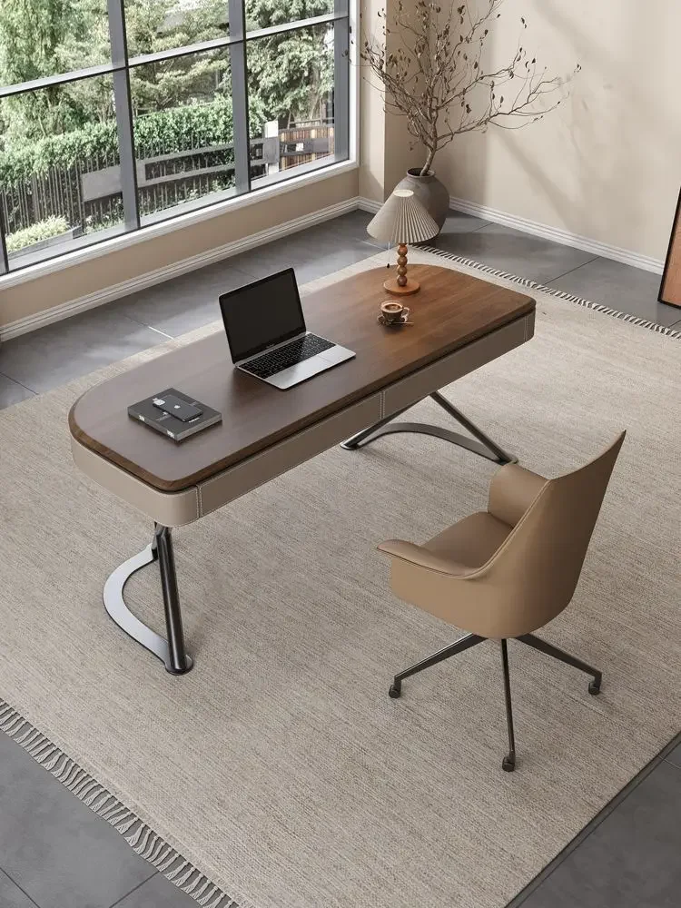 walnut desk modern minimalist industrial style home study Nordic minimalist manager desk
