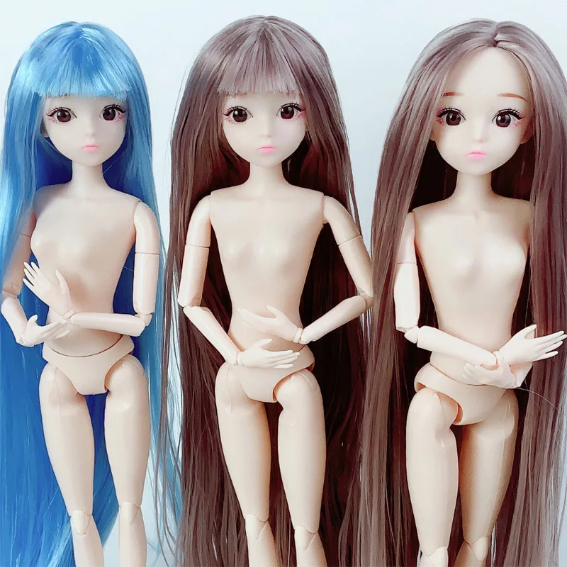 30cm 20 Joints Doll Body Blue Hair Bjd Doll 1/6 Princess Baby Dolls Girl Toys for Kids Not Include Accessories