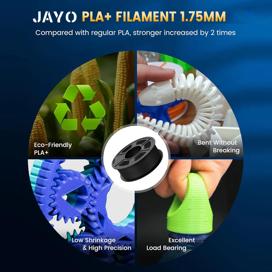 Imagem -04 - Jayo 2.0 Pla Plus Filamento 3d 1.75 mm 10 Rolos Pla Mais Filamento de Impressora 3d Ordenadamente Ferida Filamento de Impressão 3d Alta Resistência