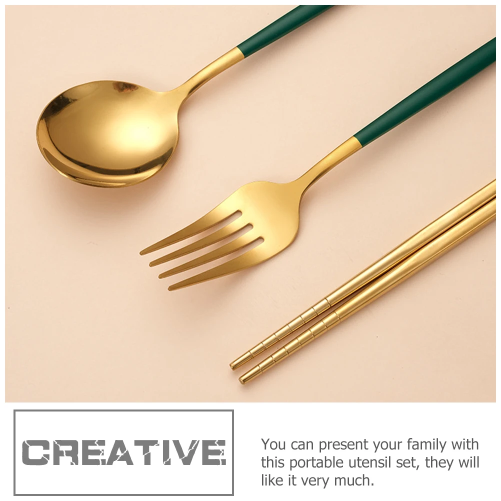 

Portable Travel Set Stainless Steel Portable Camping Tableware Cutlery Fork Spoon Chopsticks Camping Outdoor Supplies