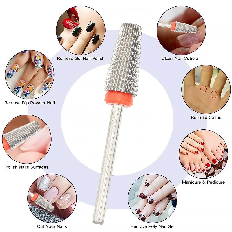 1 stuks platte top taps toelopende carbide nagelbit verwijder gel tool elektrische boormachines bestand manicure accessoires