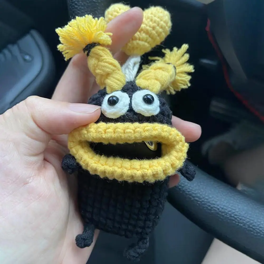 

Compact Key Pouch Cartoon Key Bag Funny Cartoon Car Key Case Protector Crochet Bag for Women Big Mouth Universal Remote Fob