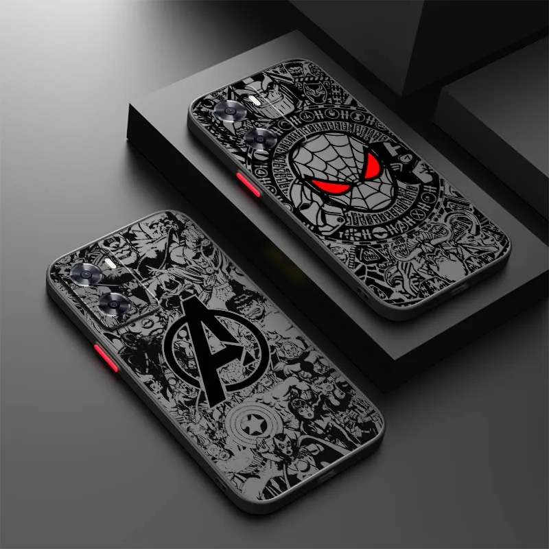 

Marvel Spider Man logo Phone Case For OPPO Find X3 X5 Lite Pro A98 A94 A93 A78 A79 A76 A58 A57 5G Frosted Translucent