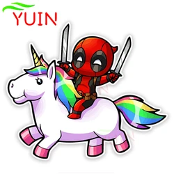 Creativity  for Cute Deadpool on Unicorn Window Wall Bedroom Auto Motorcycle Laptop Car Sticker Decal Cars Accessories15cm*14cm