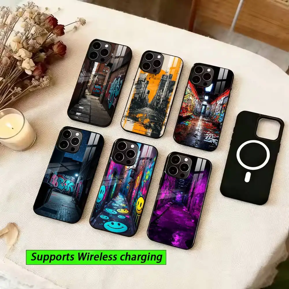 

Urban Graffiti Vibe Phone Case For iPhone15,16,17,14,13,12,11 Plus,Pro Magnetic For Wireless Charging