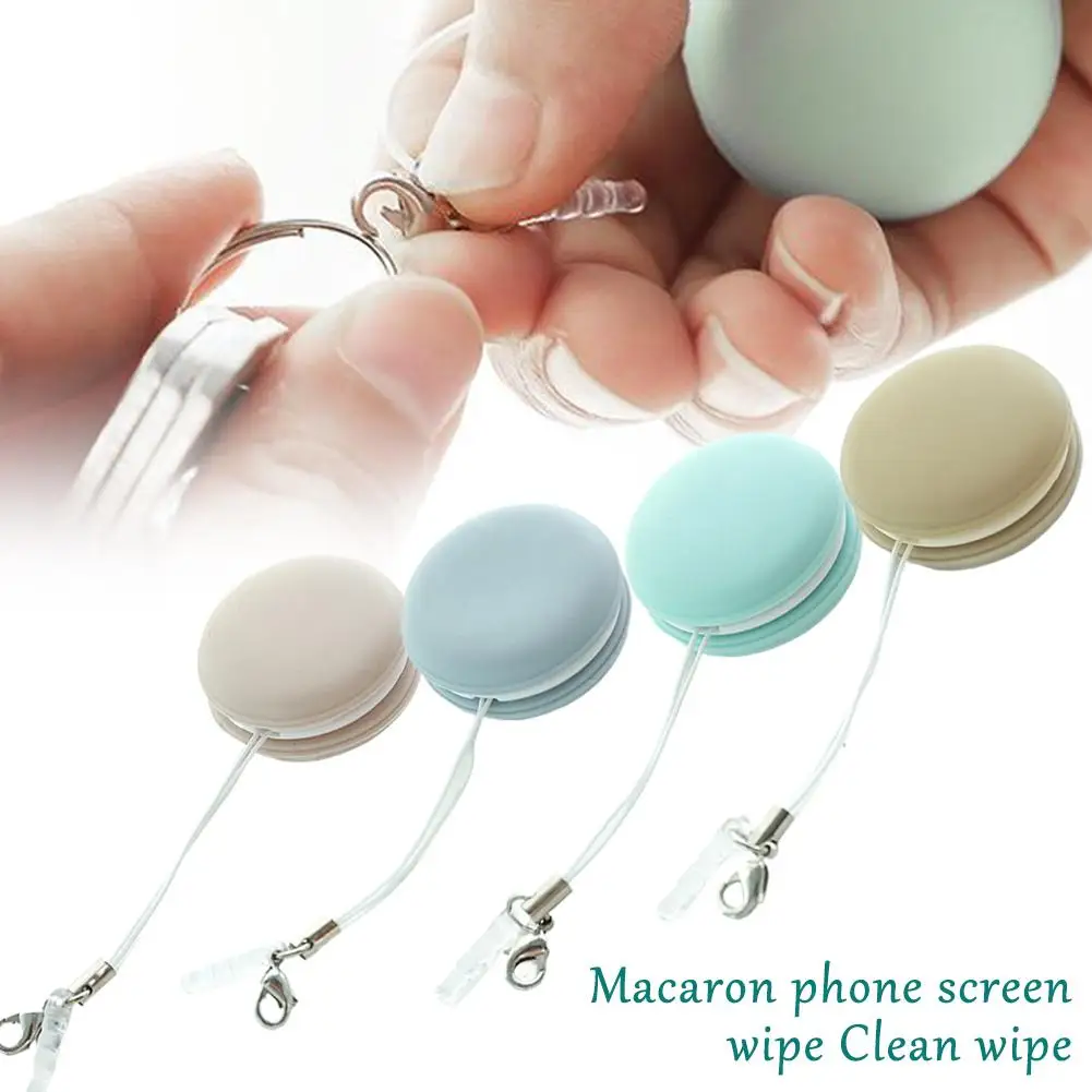 Cell Phone Screen Wipe Macaron Shape Cleaning Cloth Cleaner Multifunction Tools Cleaning Key Pendant Pendant Gift Lens Glas I2G5