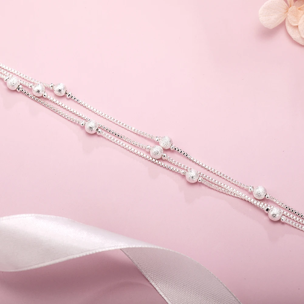 Special offer Pretty Lucky beads box Chain 925 sterling Silver Bracelet for Women Fashion wedding accessories party Jewelry Gift