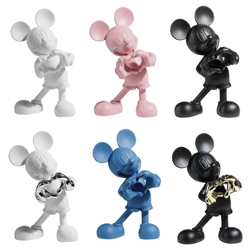 Disney Mickey Mouse figurki akcji z Anime Model nowoczesny kreskówka myszka miki miłość lalka z żywicy pokój dziecięcy dekoracyjne ozdoby do domu