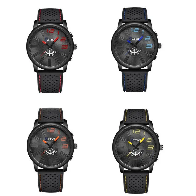 2024 new men\'s fashion trend silicone watch men\'s quartz simple car line ultra-thin